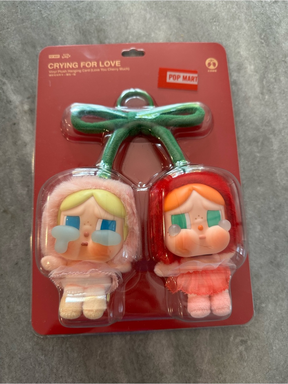 Pop Mart cry baby Crying for Love Cherry Duo vinyl Plush Keychain hanging card